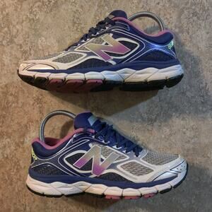 New Balance Womens 7 B 860 V6 W860WP6 Running Shoes Sneakers White Purple